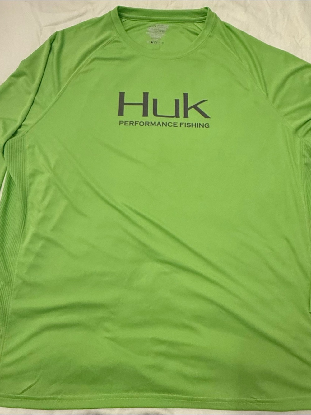 Huk Men's Long-Sleeve Rash Guard in Lime Green with Black Logo